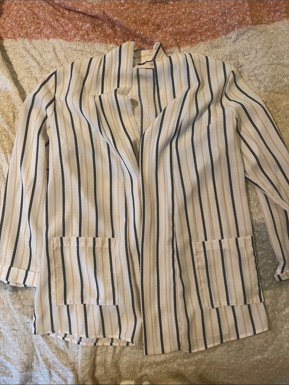 Sophie Rue Cream Blazer with Black and Tan Stripes